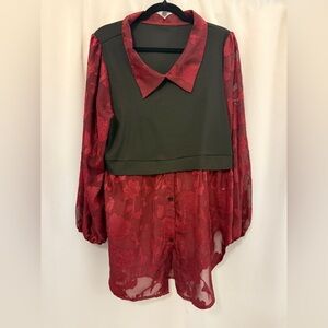 👠 3 for $ 30👠 Shein Maroon and Black Sheer Women's Top 👠 3 for $ 30👠